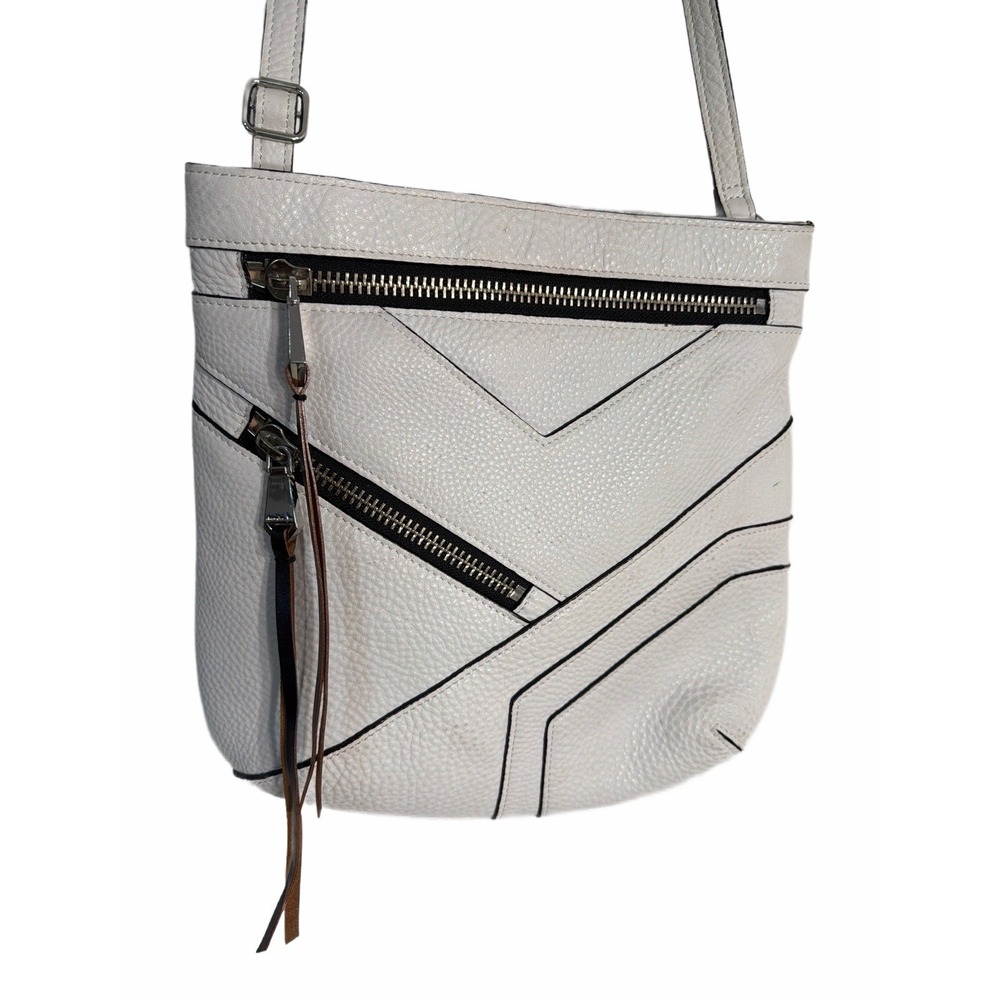Christopher Kon White Pebbled Leather Crossbody Bag‎ Purse
